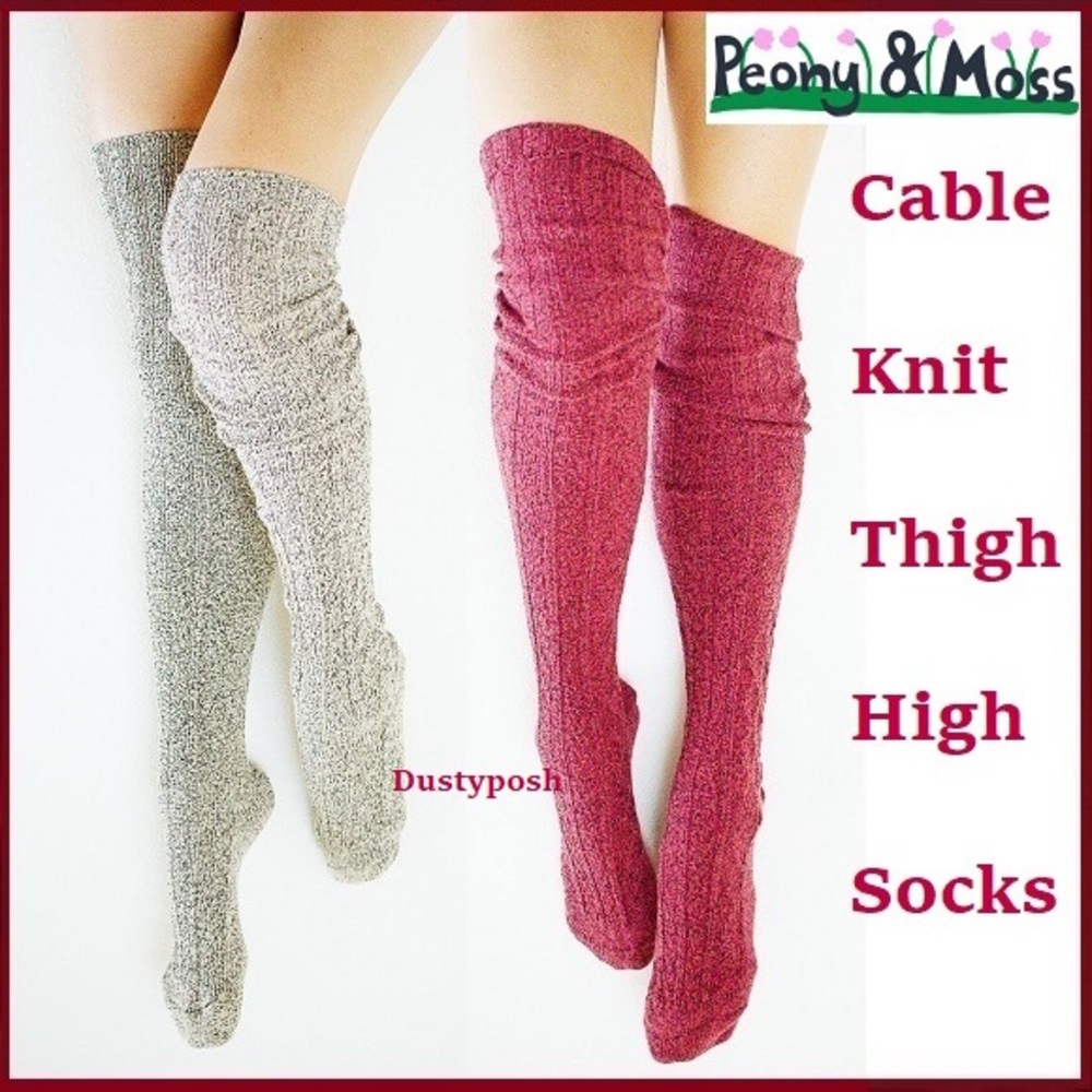 Peony & Moss Marled Thigh High Over The Knee Socks OTK Anthropologie Cozy Gift